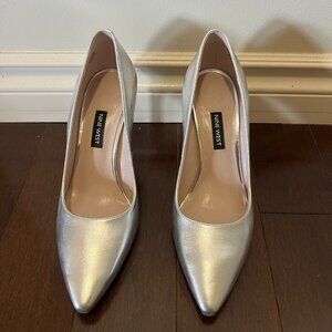 Silver Nine West heels, 7.5